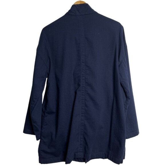 Eileen Fisher Organic Cotton Open Front Blue Jacket Women Size Medium - Picture 2 of 6